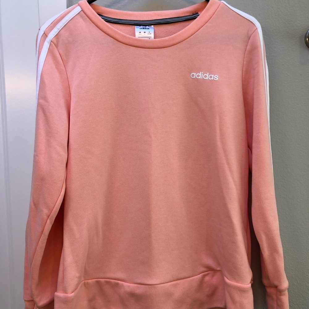 ADIDAS LONG SLEEVE CREWNECK PULLOVER SWEATSHIRT PEACH SMALL